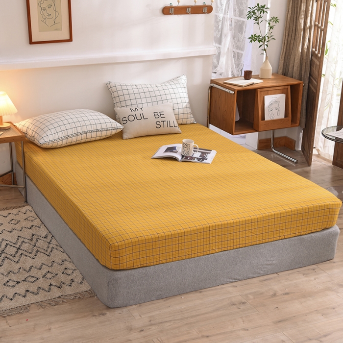 91家纺网 家纺一手货源 找家纺 甜之梦2025水洗棉单品床笠（任何尺寸都可以定做） 朴美黄