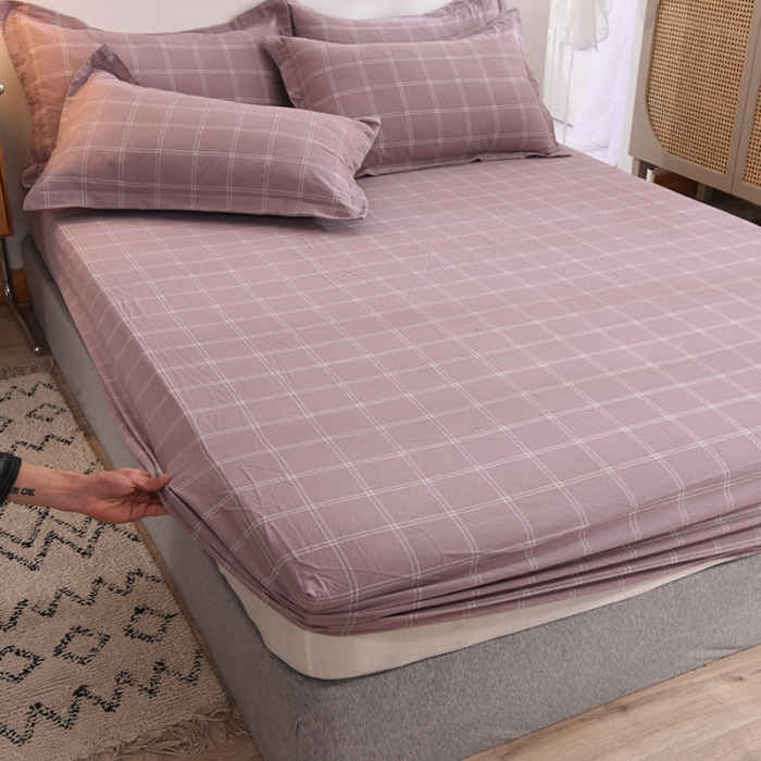 91家纺网 家纺一手货源 找家纺 甜之梦2025水洗棉单品床笠（任何尺寸都可以定做） 浅紫布丁