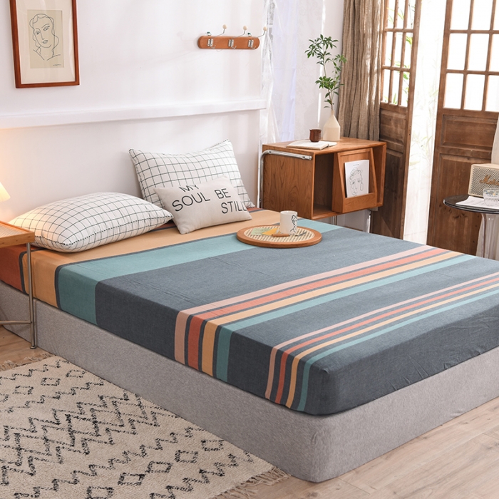 91家纺网 家纺一手货源 找家纺 甜之梦2025水洗棉单品床笠（任何尺寸都可以定做） 西雅图彩条