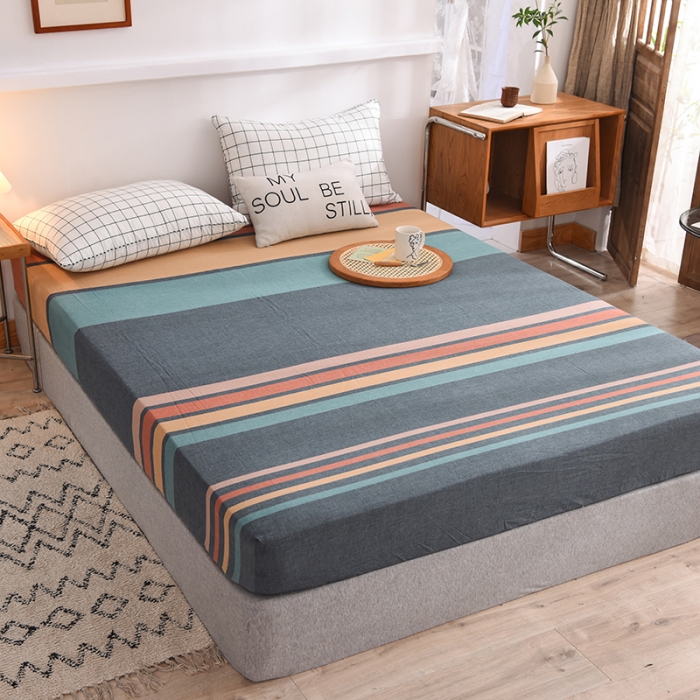 91家纺网 家纺一手货源 找家纺 甜之梦2025水洗棉单品床笠（任何尺寸都可以定做） 西雅图彩条