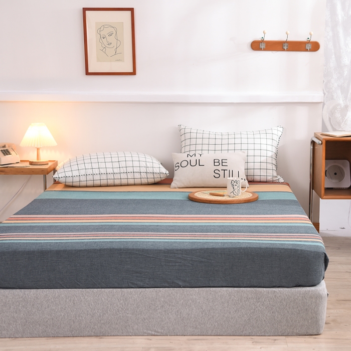 91家纺网 家纺一手货源 找家纺 甜之梦2025水洗棉单品床笠（任何尺寸都可以定做） 西雅图彩条