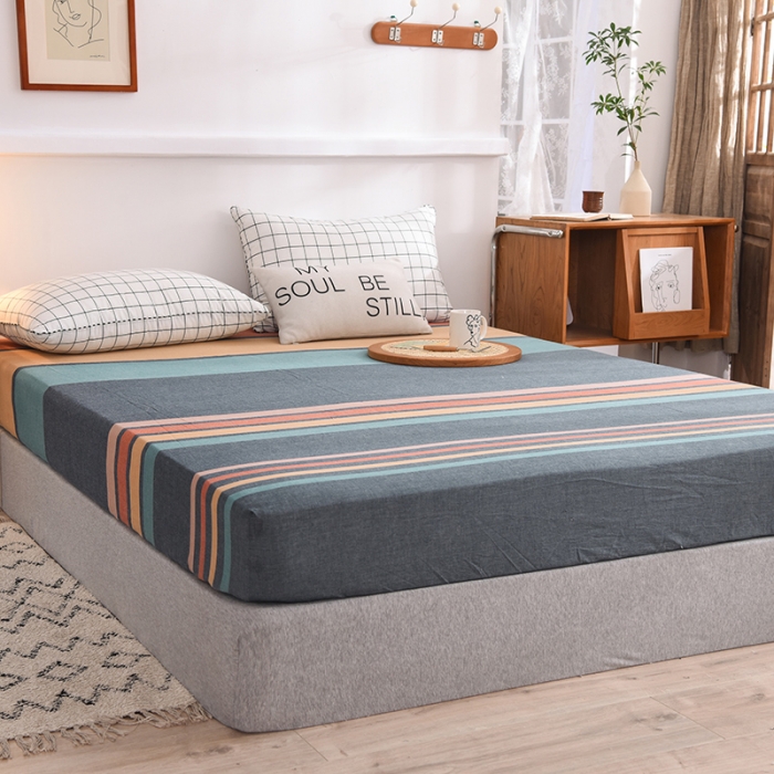 91家纺网 家纺一手货源 找家纺 甜之梦2025水洗棉单品床笠（任何尺寸都可以定做） 西雅图彩条