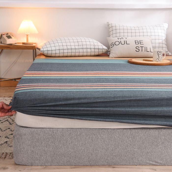 91家纺网 家纺一手货源 找家纺 甜之梦2025水洗棉单品床笠（任何尺寸都可以定做） 西雅图彩条