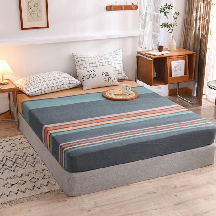 91家纺网 家纺一手货源 找家纺 甜之梦2025水洗棉单品床笠（任何尺寸都可以定做） 西雅图彩条