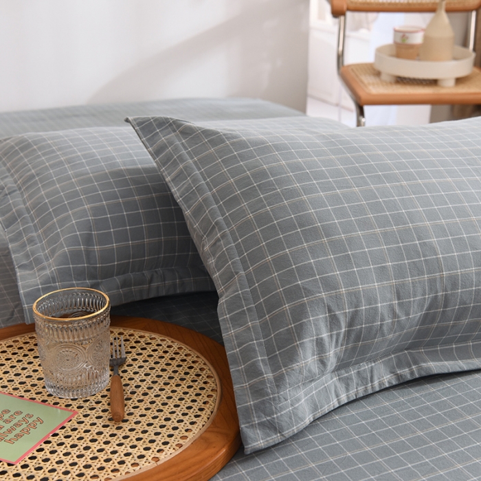 91家纺网 家纺一手货源 找家纺 甜之梦2025新款水洗棉单品枕套一对（任何尺寸都可以定做） 古雅蓝灰