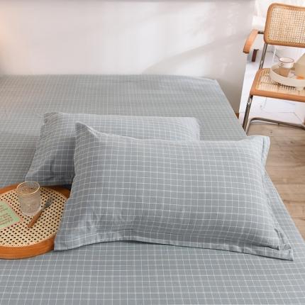 甜之梦2025新款水洗棉单品枕套一对（任何尺寸都可以定做） 古雅蓝灰