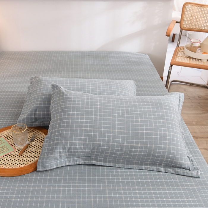 91家纺网 家纺一手货源 找家纺 甜之梦2025新款水洗棉单品枕套一对（任何尺寸都可以定做） 古雅蓝灰