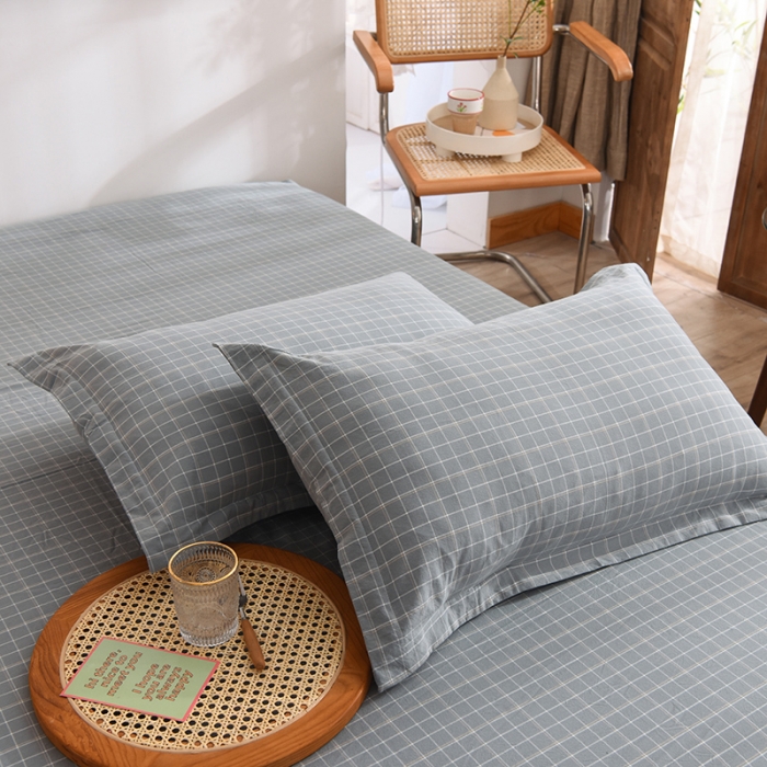 91家纺网 家纺一手货源 找家纺 甜之梦2025新款水洗棉单品枕套一对（任何尺寸都可以定做） 古雅蓝灰