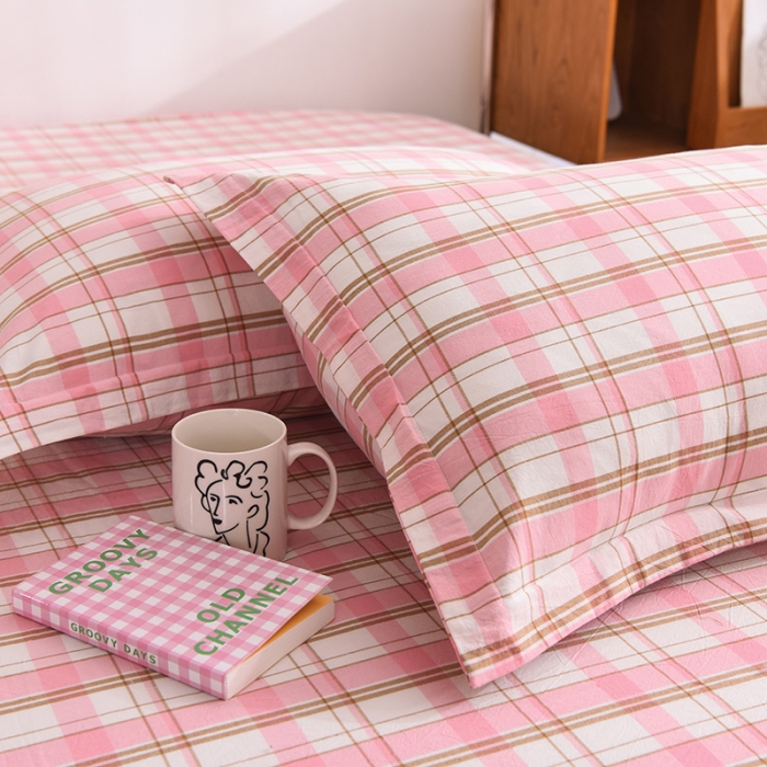 91家纺网 家纺一手货源 找家纺 甜之梦2025新款水洗棉单品枕套一对（任何尺寸都可以定做） 花语粉