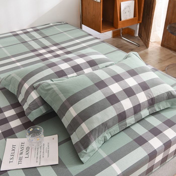 91家纺网 家纺一手货源 找家纺 甜之梦2025新款水洗棉单品枕套一对（任何尺寸都可以定做） 摩卡青绿