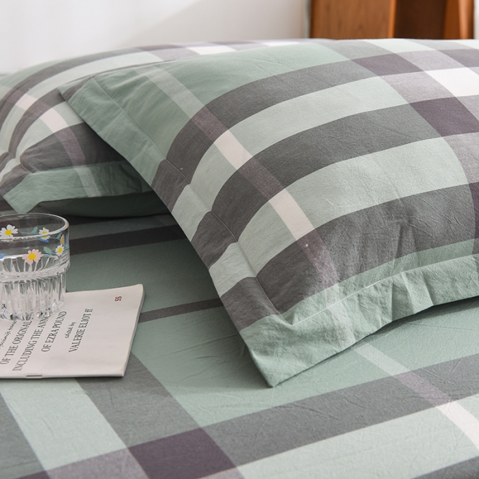 91家纺网 家纺一手货源 找家纺 甜之梦2025新款水洗棉单品枕套一对（任何尺寸都可以定做） 摩卡青绿