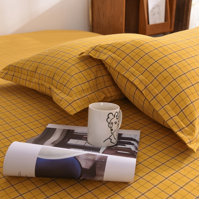 91家纺网 家纺一手货源 找家纺 甜之梦2025新款水洗棉单品枕套一对（任何尺寸都可以定做） 朴美黄