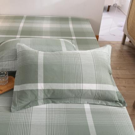 甜之梦2025新款水洗棉单品枕套一对（任何尺寸都可以定做） 浅绿大格