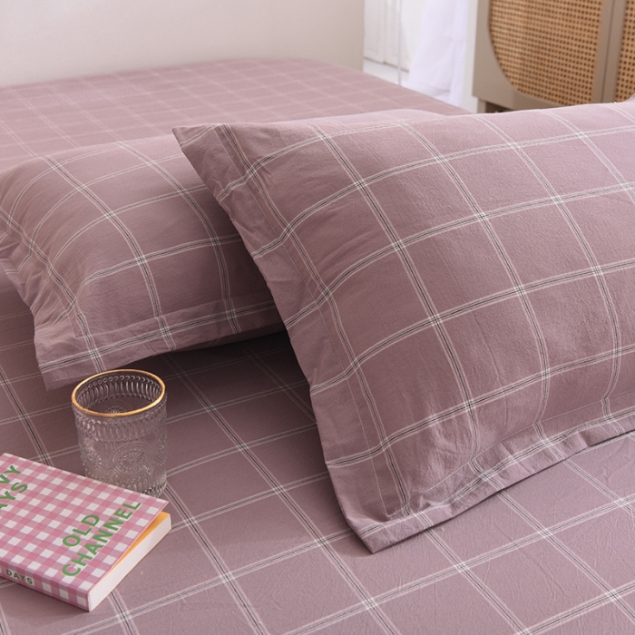 91家纺网 家纺一手货源 找家纺 甜之梦2025新款水洗棉单品枕套一对（任何尺寸都可以定做） 浅紫布丁