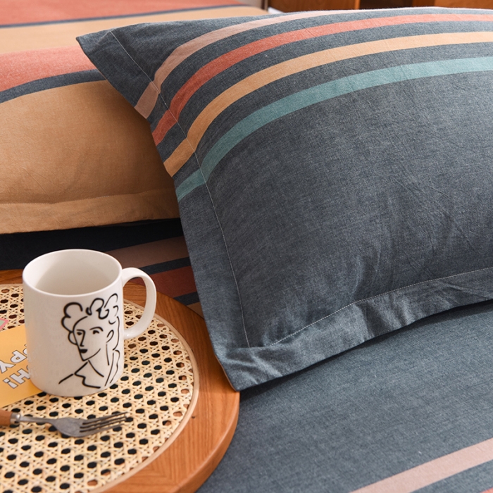 91家纺网 家纺一手货源 找家纺 甜之梦2025新款水洗棉单品枕套一对（任何尺寸都可以定做） 西雅图彩条