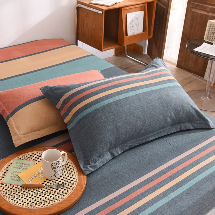 91家纺网 家纺一手货源 找家纺 甜之梦2025新款水洗棉单品枕套一对（任何尺寸都可以定做） 西雅图彩条