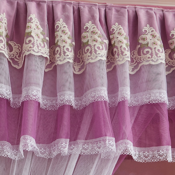 91家纺网 家纺一手货源 找家纺 迪凡保罗 2021新款5823双层纱落地宫廷蚊帐 豆沙