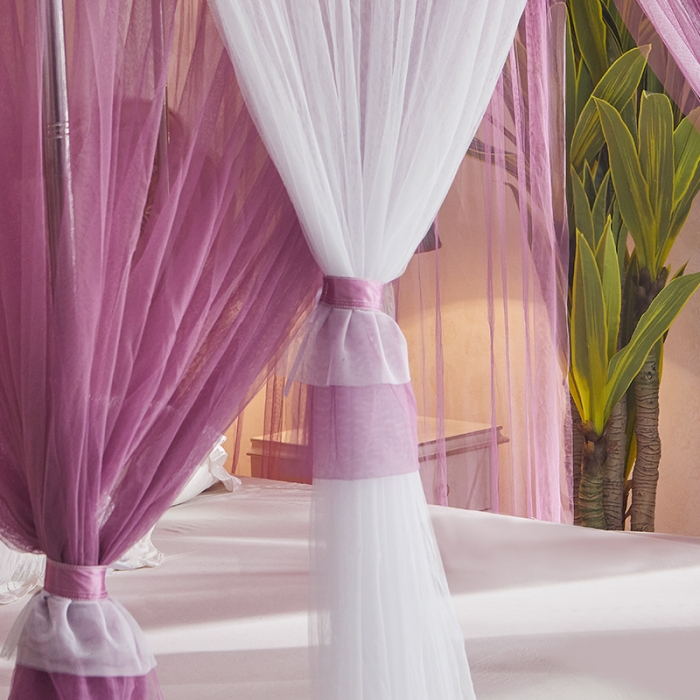 91家纺网 家纺一手货源 找家纺 迪凡保罗 2021新款5823双层纱落地宫廷蚊帐 豆沙