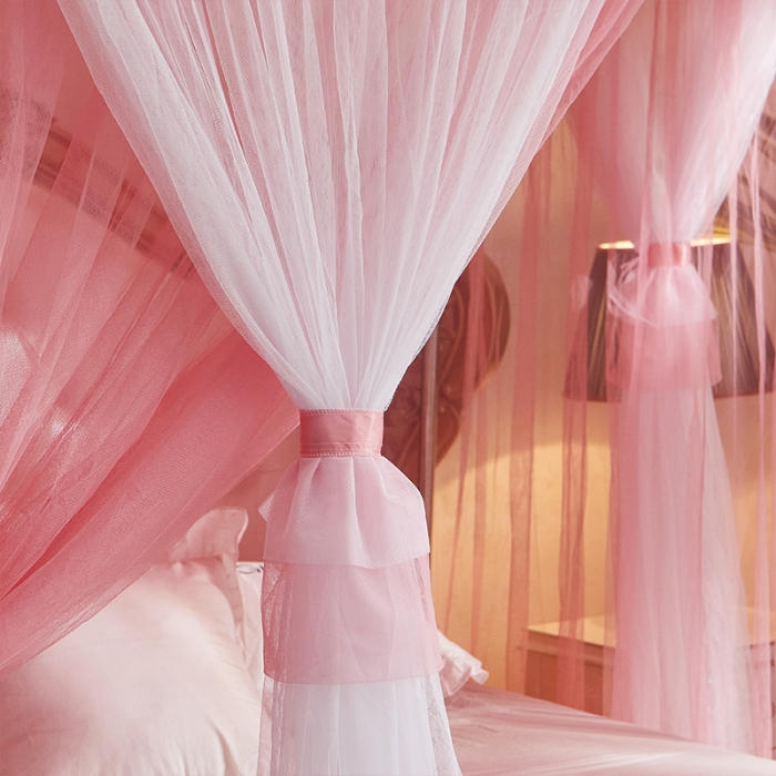 91家纺网 家纺一手货源 找家纺 迪凡保罗 2021新款5823双层纱落地宫廷蚊帐 红玉