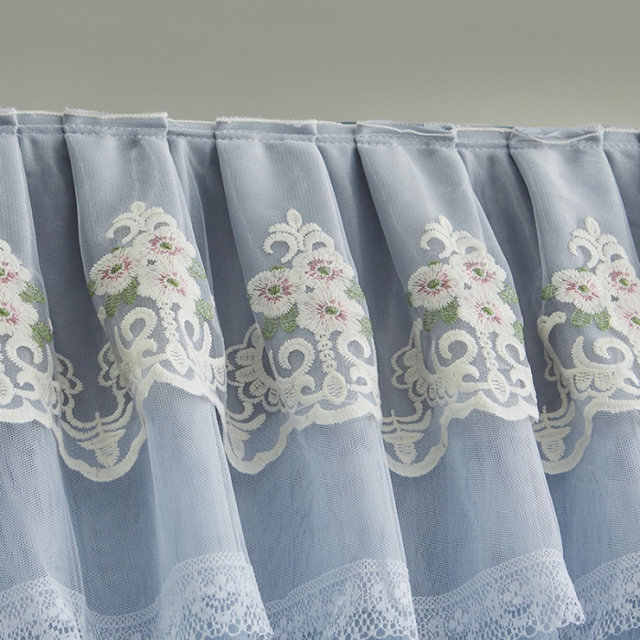 91家纺网 家纺一手货源 找家纺 迪凡保罗 2021新款5823双层纱落地宫廷蚊帐 蓝灰