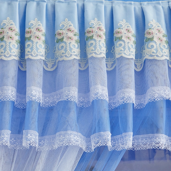 91家纺网 家纺一手货源 找家纺 迪凡保罗 2021新款5823双层纱落地宫廷蚊帐 天蓝