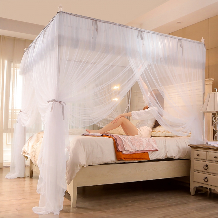 91家纺网 家纺一手货源 找家纺 迪凡保罗 2021新款5819落地宫廷三开门蚊帐 白色