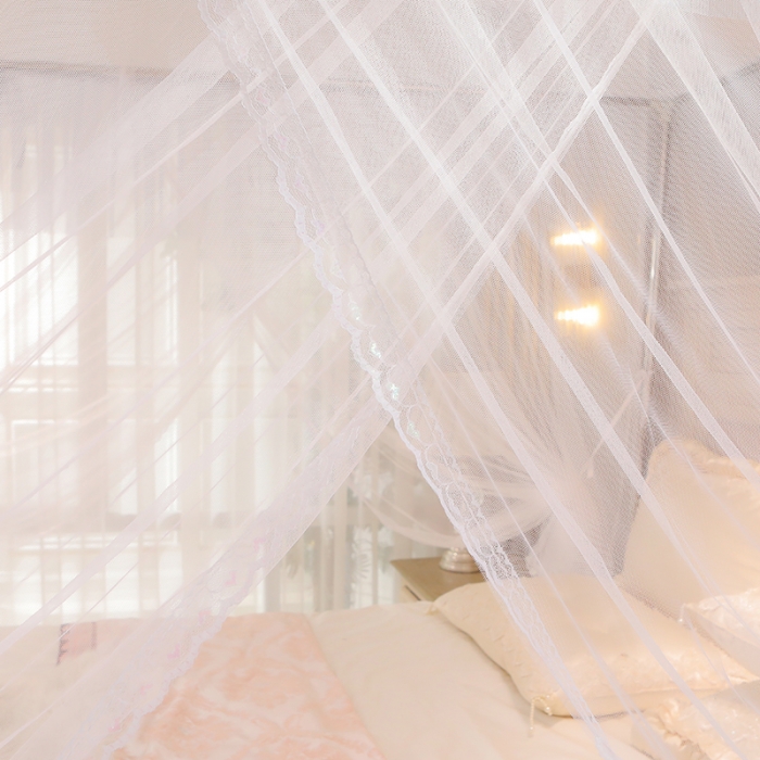 91家纺网 家纺一手货源 找家纺 迪凡保罗 2021新款5819落地宫廷三开门蚊帐 白色