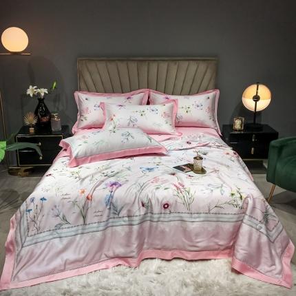 91家纺网 家纺一手货源 找家纺 朵美 2021新款60支天丝数码印花夏被四件套 花月春风