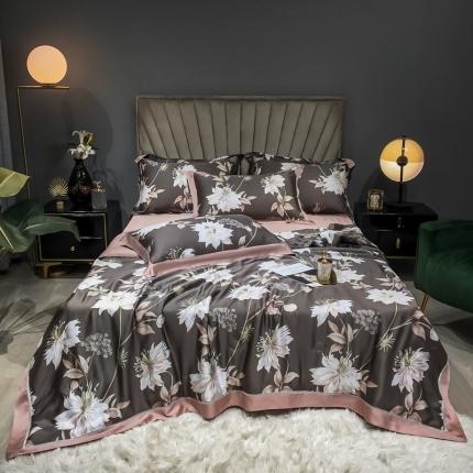 91家纺网 家纺一手货源 找家纺 朵美 2021新款60支天丝数码印花夏被四件套 画堂春色