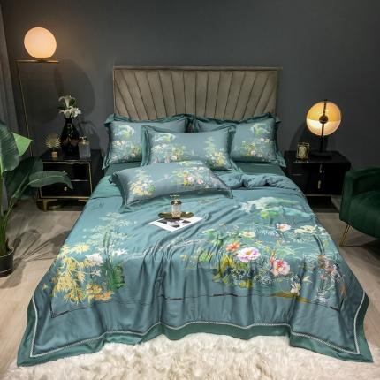 91家纺网 家纺一手货源 找家纺 朵美 2021新款60支天丝数码印花夏被四件套 梦江南