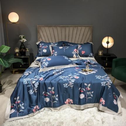 91家纺网 家纺一手货源 找家纺 朵美 2021新款60支天丝数码印花夏被四件套 书香世家