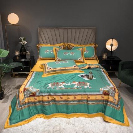 91家纺网 家纺一手货源 找家纺 朵美 2021新款60支天丝数码印花夏被四件套 双相会