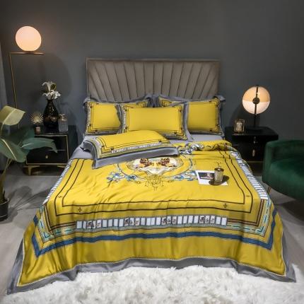 91家纺网 家纺一手货源 找家纺 朵美 2021新款60支天丝数码印花夏被四件套 珠连璧合