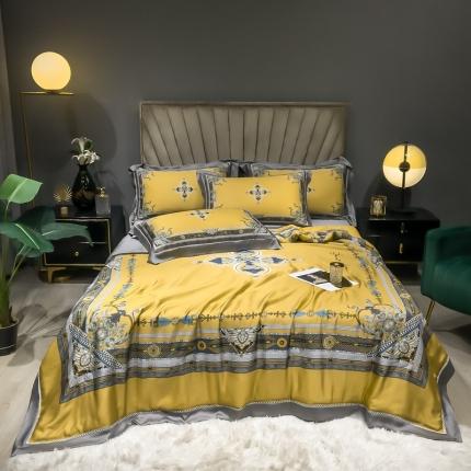 朵美 2021新款60支天丝数码印花夏被四件套 金碧辉煌