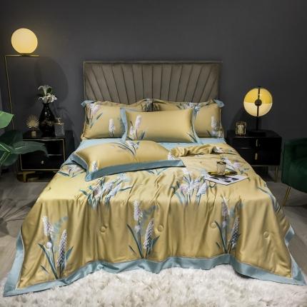 朵美 2021新款60支天丝数码印花夏被四件套 沅芷（金）