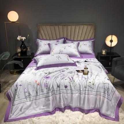 朵美 2021新款60支天丝数码印花夏被四件套 紫恋芬芳