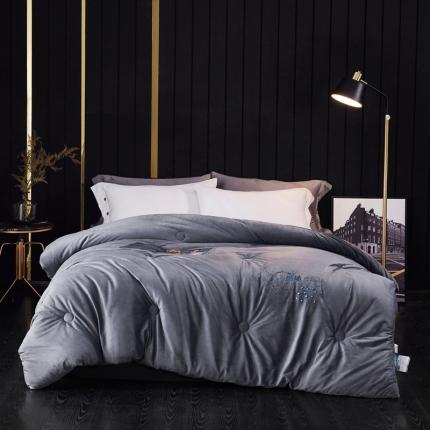 2020新款石墨烯抗菌远红外加厚保暖臻丝绒冬被被子被芯摩登灰