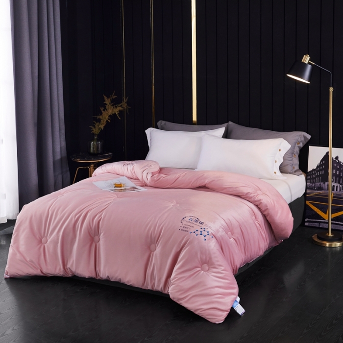 91家纺网 家纺一手货源 找家纺 2020新款石墨烯抗菌远红外加厚保暖臻丝绒冬被被子被芯珊瑚粉