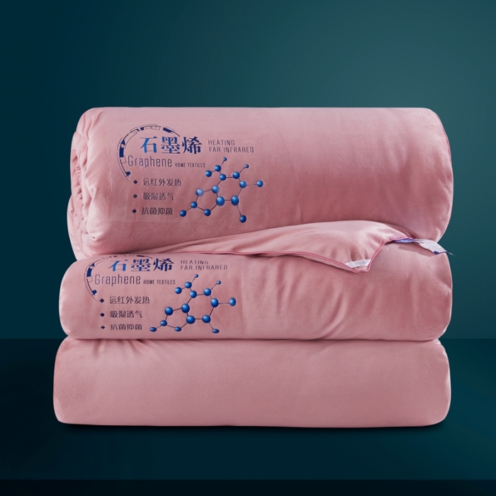 91家纺网 家纺一手货源 找家纺 2020新款石墨烯抗菌远红外加厚保暖臻丝绒冬被被子被芯珊瑚粉