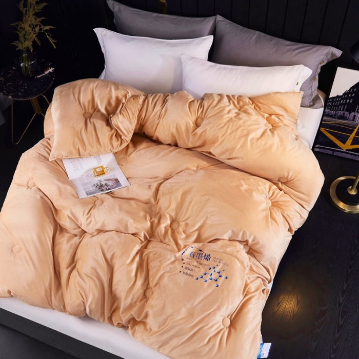 91家纺网 家纺一手货源 找家纺 2020新款石墨烯抗菌远红外加厚保暖臻丝绒冬被被子被芯土豪金