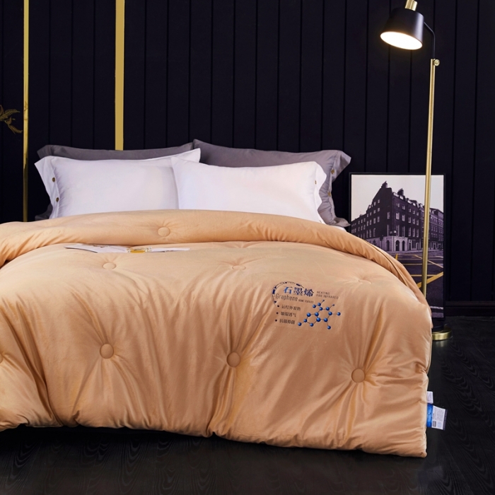 91家纺网 家纺一手货源 找家纺 2020新款石墨烯抗菌远红外加厚保暖臻丝绒冬被被子被芯土豪金