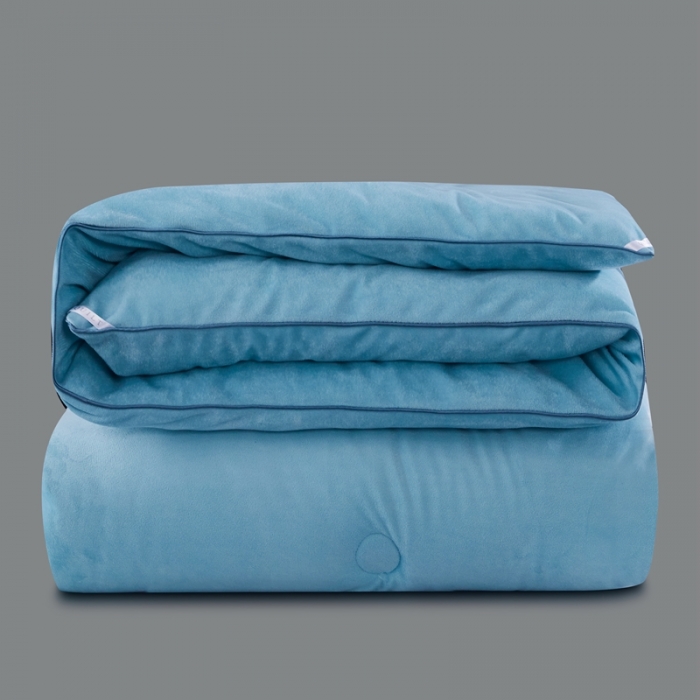 91家纺网 家纺一手货源 找家纺 2020新款石墨烯抗菌远红外加厚保暖臻丝绒冬被被子被芯云雾蓝