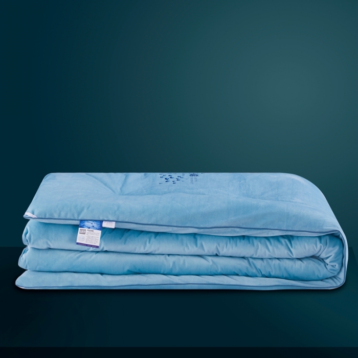 91家纺网 家纺一手货源 找家纺 2020新款石墨烯抗菌远红外加厚保暖臻丝绒冬被被子被芯云雾蓝