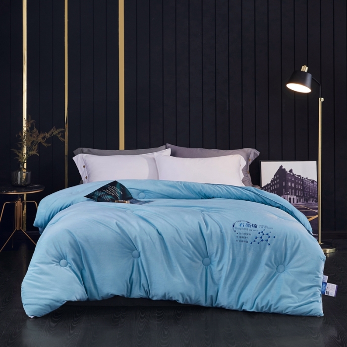 91家纺网 家纺一手货源 找家纺 2020新款石墨烯抗菌远红外加厚保暖臻丝绒冬被被子被芯云雾蓝