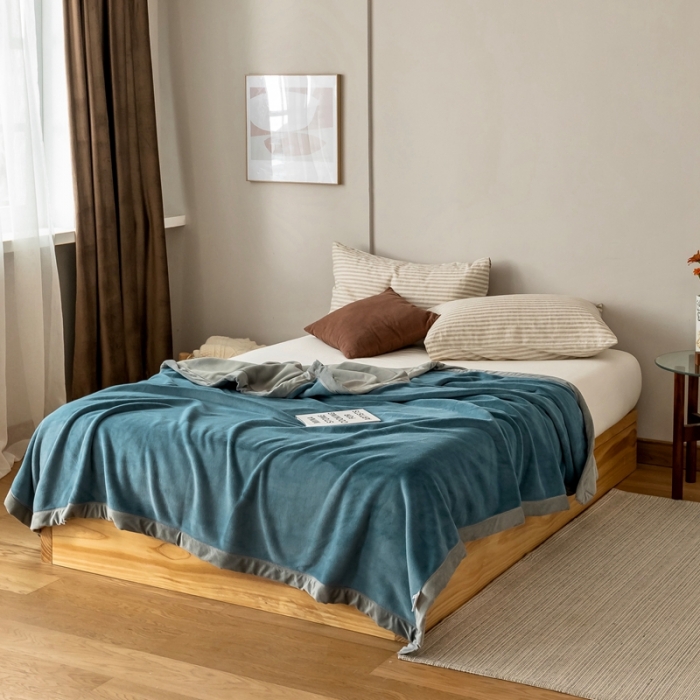 91家纺网 家纺一手货源 找家纺 总）直播爆款 AB牛奶绒复合毯  加厚毛毯