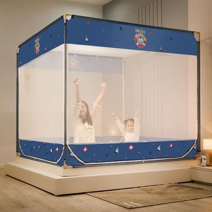 91家纺网 家纺一手货源 找家纺 （总）坐床式蚊帐儿童防摔防蚊拉链方帐铁艺加厚加固支架睡帐