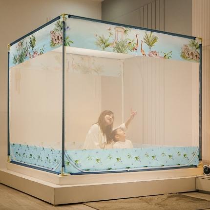 91家纺网 家纺一手货源 找家纺 （总）坐床式蚊帐儿童防摔防蚊拉链方帐铁艺加厚加固支架睡帐