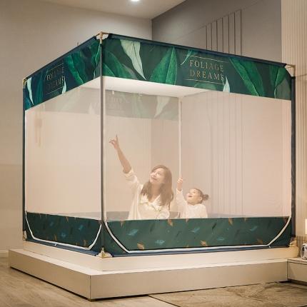 91家纺网 家纺一手货源 找家纺 （总）坐床式蚊帐儿童防摔防蚊拉链方帐铁艺加厚加固支架睡帐