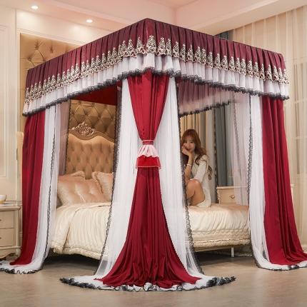 91家纺网 家纺一手货源 找家纺 （总）迪凡保罗蚊帐 新款5826四柱导轨落地双层遮光帘蚊帐