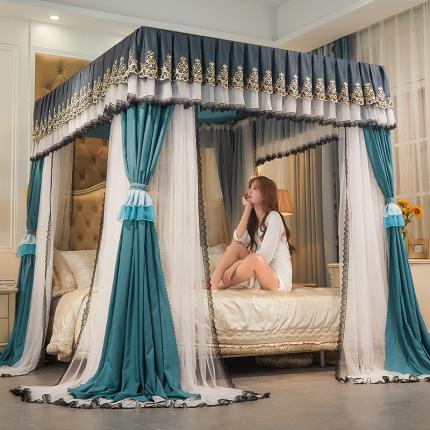 91家纺网 家纺一手货源 找家纺 （总）迪凡保罗蚊帐 新款5826四柱导轨落地双层遮光帘蚊帐